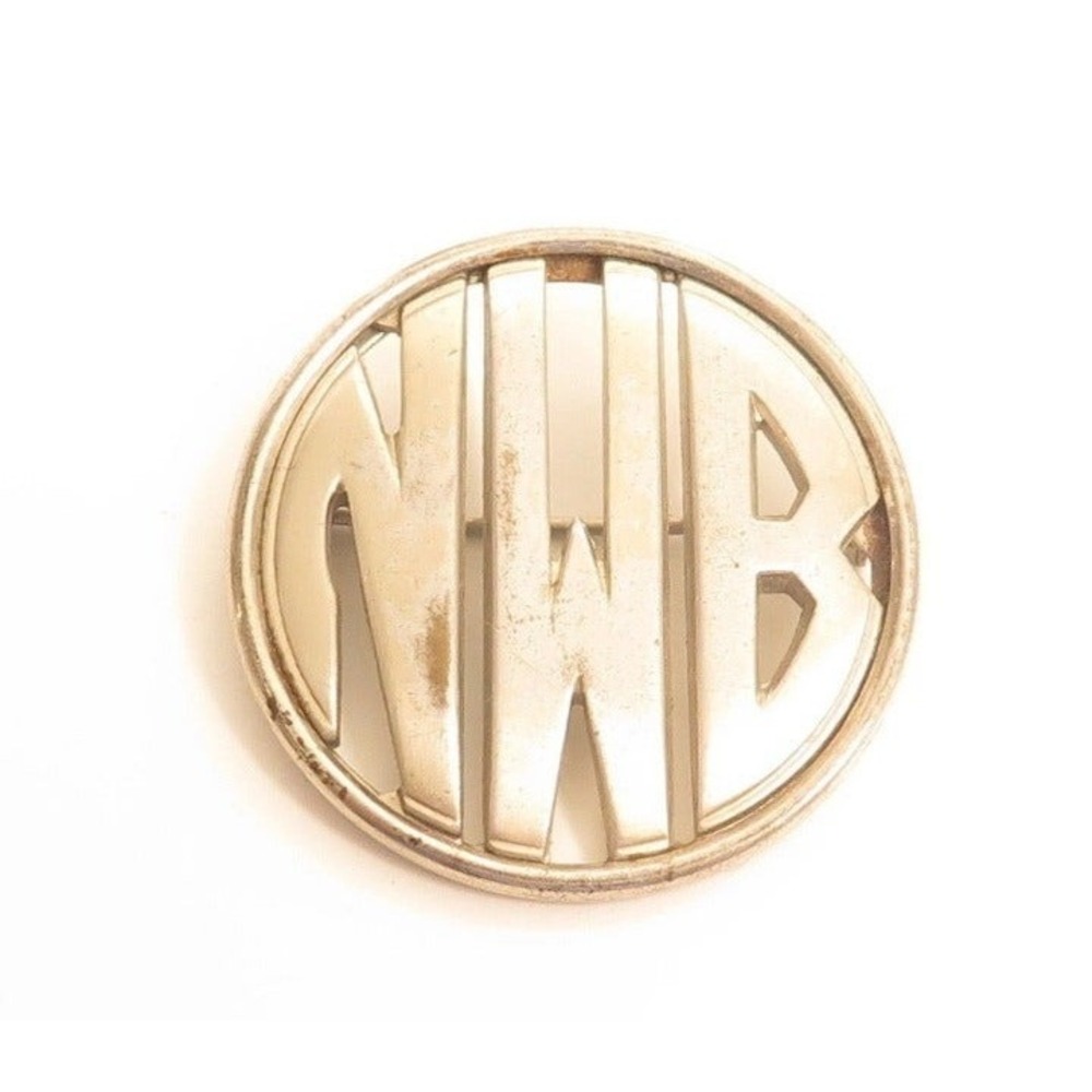NWB Initials Monogram Silver Tone Pin